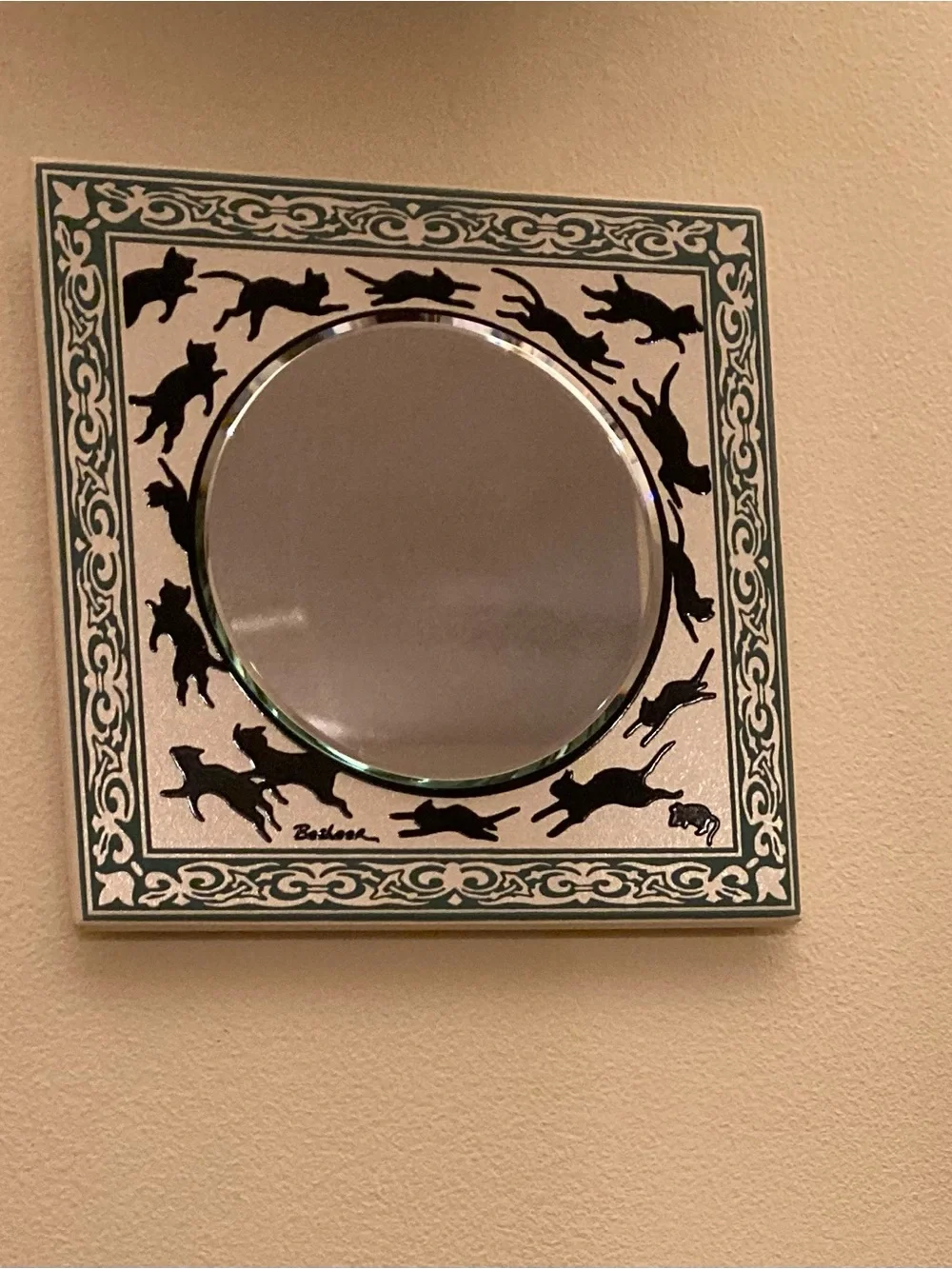 Besheer Art Tile Mirror with Cats